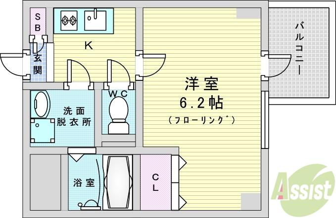 S-RESIDENCE新大阪RISH(1K/9階)の間取り写真