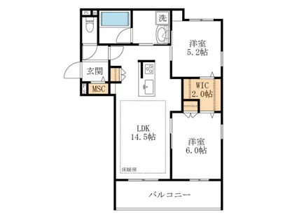 MAISON DERABLE 大宮(2LDK/4階)の間取り写真