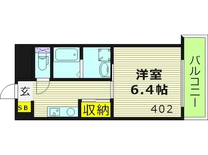 ヒルズ桜宮(1K/4階)の間取り写真