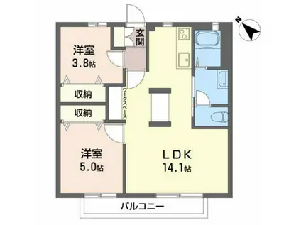 セフィラテラモトB棟(2LDK/2階)の間取り写真