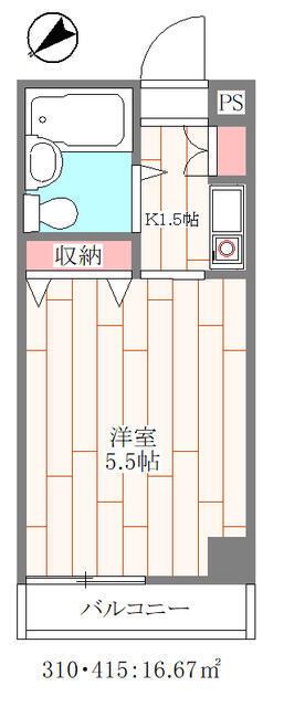 ステージ・I(ワンルーム/4階)の間取り写真