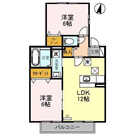 エターナヴィレッジ A/B(2LDK/1階)の間取り写真