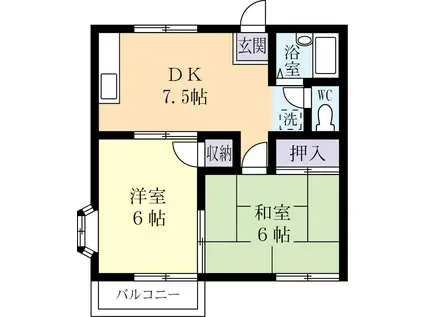 グランデュール関根(2DK/2階)の間取り写真