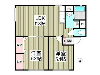 ソファレA(2LDK/1階)の間取り写真