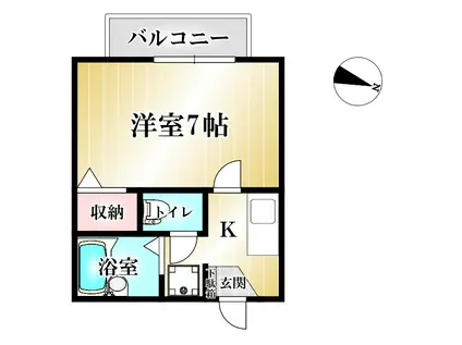 タウンハイツF(1K/2階)の間取り写真