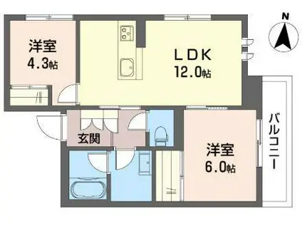 カーサプレミオ(2LDK/2階)の間取り写真