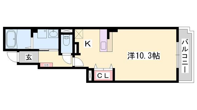 フローリアンF(ワンルーム/1階)の間取り写真