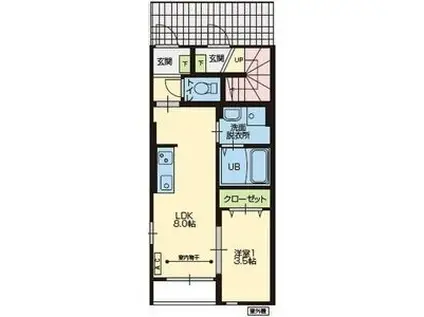 ドゥーメゾン(1LDK/1階)の間取り写真