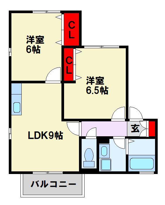 エボリューション(2LDK/2階)の間取り写真