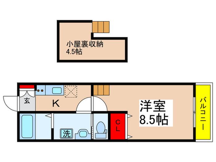 SパレスIV(1K/1階)の間取り写真