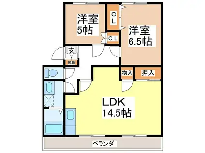 アドバンスアメニティ(2LDK/1階)の間取り写真