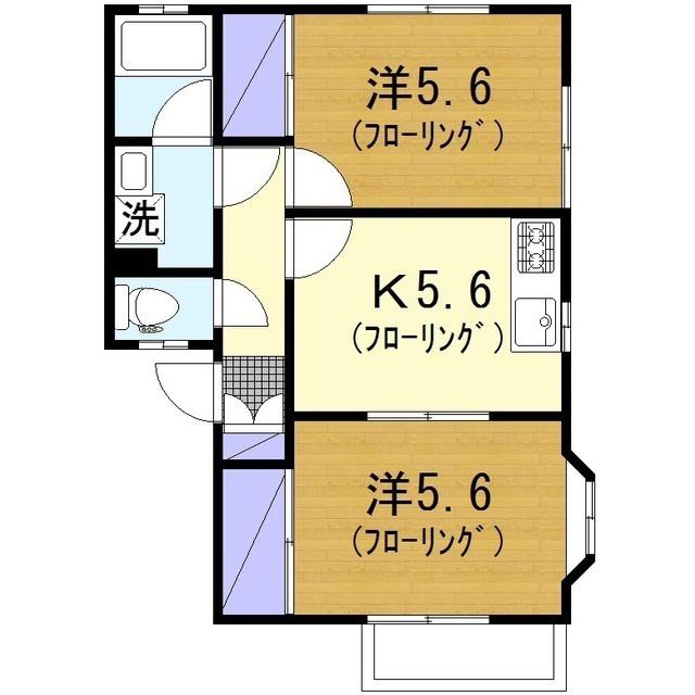 エミネンス鵠沼(2K/1階)の間取り写真