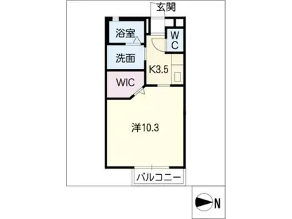 キャトル・セゾン西条A(1K/1階)の間取り写真