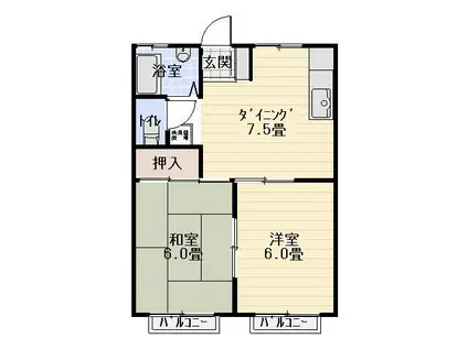 ベイショアパーク(2DK/1階)の間取り写真