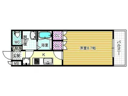 ルミナス松山(1K/1階)の間取り写真