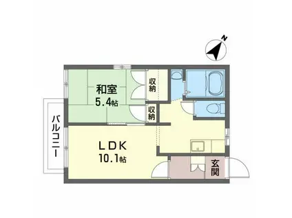 ディアスZENA(1LDK/2階)の間取り写真