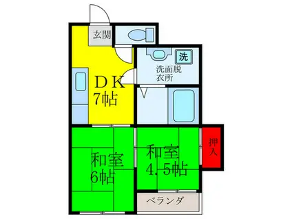 ハイツ江田(2DK/2階)の間取り写真