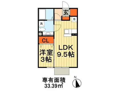ノーベルパーク15(1LDK/2階)の間取り写真
