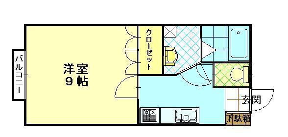 ツェーダーベルク(1K/1階)の間取り写真