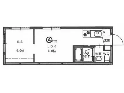 ニホコーポラスII(ワンルーム/1階)の間取り写真