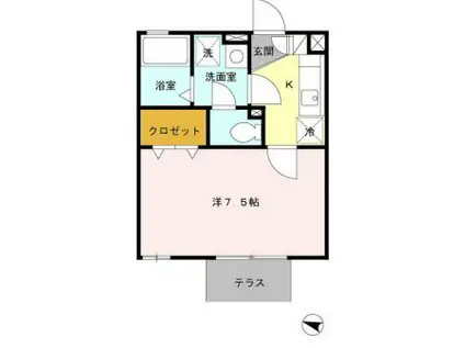 ビラージュ(1K/1階)の間取り写真