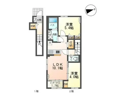メゾン ドュ サンテ B棟(2LDK/2階)の間取り写真