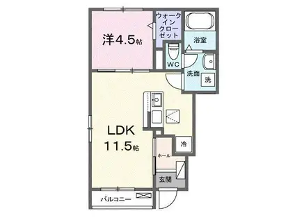 ヒカルサ藤枝兵太夫(1LDK/1階)の間取り写真