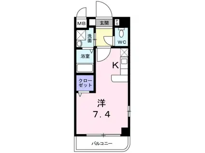 アウローラ冨士(1K/2階)の間取り写真