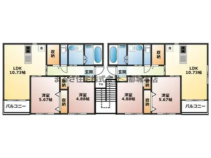 仮称「三股蓼池マンション」(2LDK/2階)の間取り写真