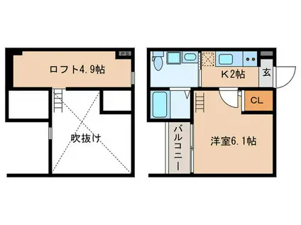 アルファ・I(1K/1階)の間取り写真