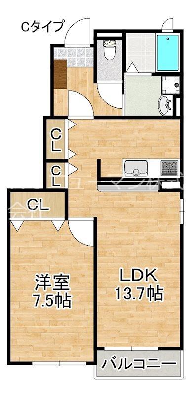 ハミングバード(1LDK/1階)の間取り写真