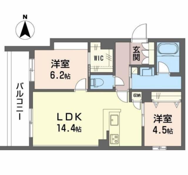 シャーメゾン ベル プレジール(2LDK/2階)の間取り写真