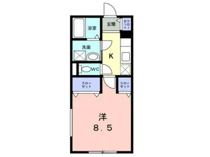 ウェスリー(1K/3階)の間取り写真