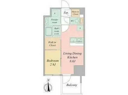 セレニテ東梅田アリエ(1LDK/15階)の間取り写真