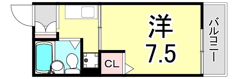 トールウッドC(1K/2階)の間取り写真