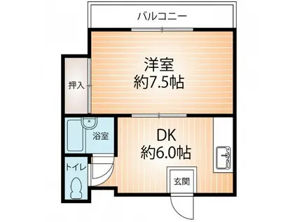ソレイユガーデン(1DK/2階)の間取り写真