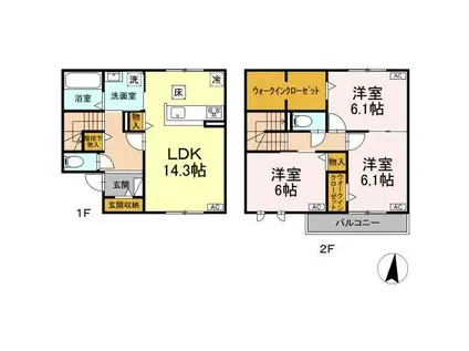 リアンヴェール(3LDK/1階)の間取り写真