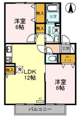 ハイカムール松井(2LDK/2階)の間取り写真
