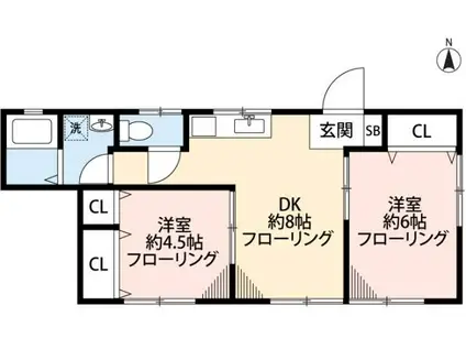 緑ハイツ(2DK/1階)の間取り写真