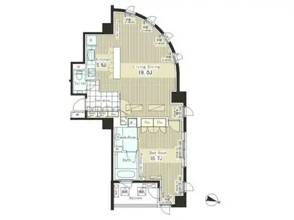 パークアクシス恵比寿(1LDK/2階)の間取り写真