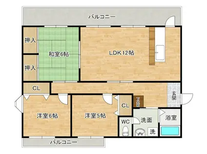 カメリアII(3LDK/3階)の間取り写真