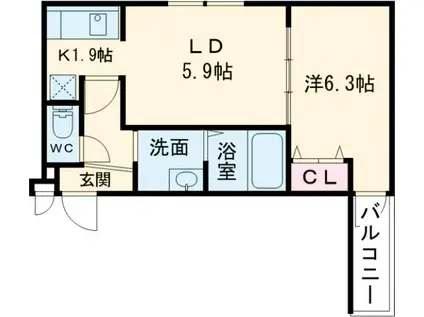 フジパレス諏訪ノ森III番館(1DK/3階)の間取り写真