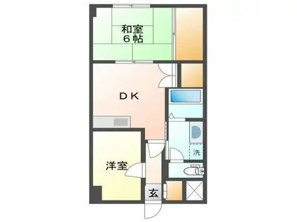 イーグランド蕨(2DK/1階)の間取り写真