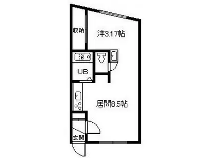 ホワイトハイム(1DK/2階)の間取り写真