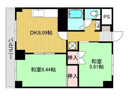 レジデンスコスモ(2DK/1階)の間取り写真