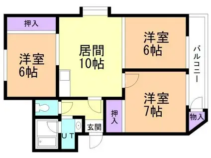 E.US新道東 旧十一屋マンション(3LDK/4階)の間取り写真