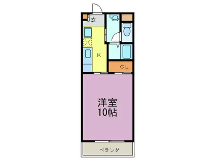 ブレイヴ虹の丘(1K/1階)の間取り写真