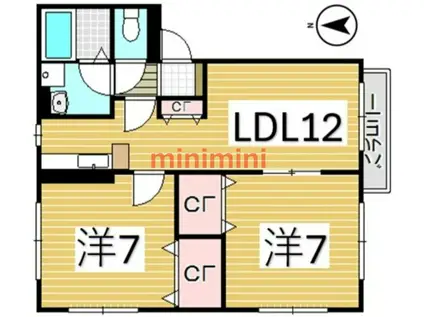 ポルタ昭和(2LDK/3階)の間取り写真