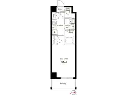 ハーモニーレジデンス新宿御苑ザイースト(1K/1階)の間取り写真