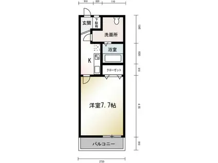 ルミエール(1K/1階)の間取り写真